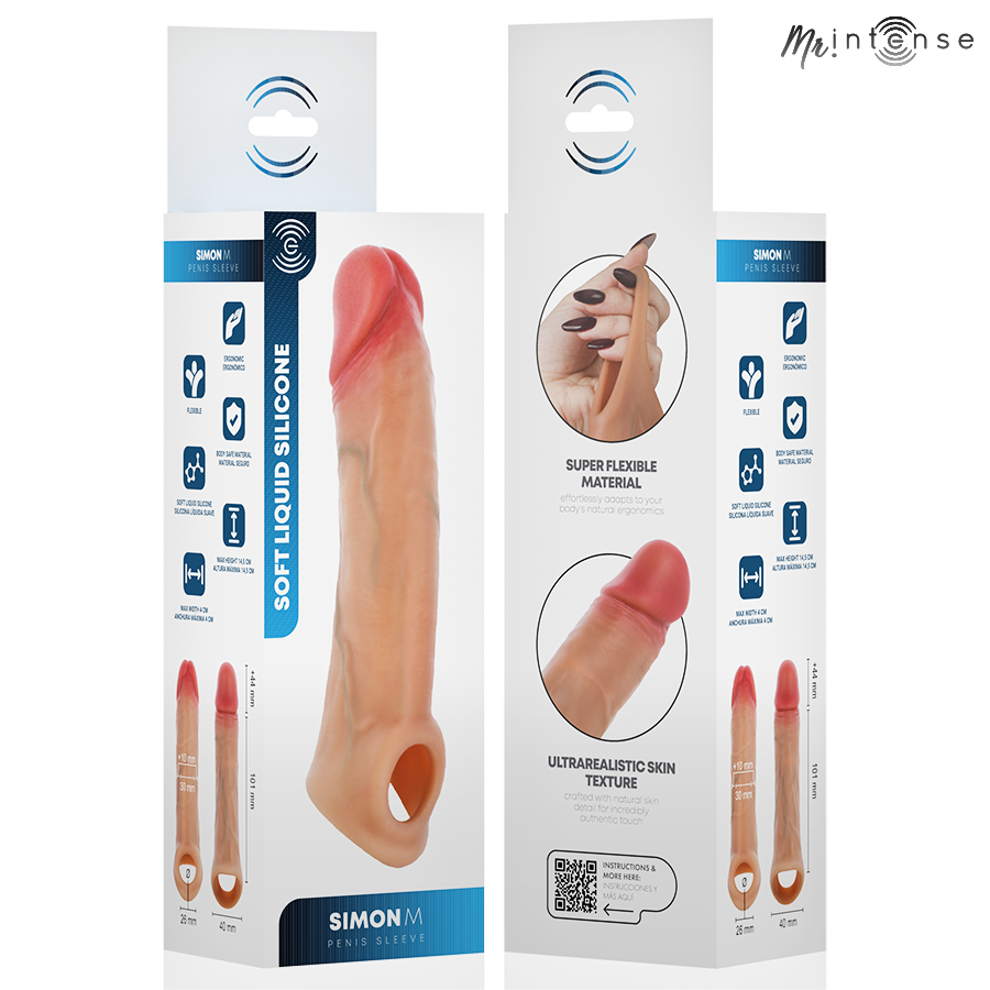 MR INTENSE - SIMON M CUSTODIA PER PENE IN SILICONE 14,5 CM -Ø- 4 CM – Copri pene con estensione – foto 6