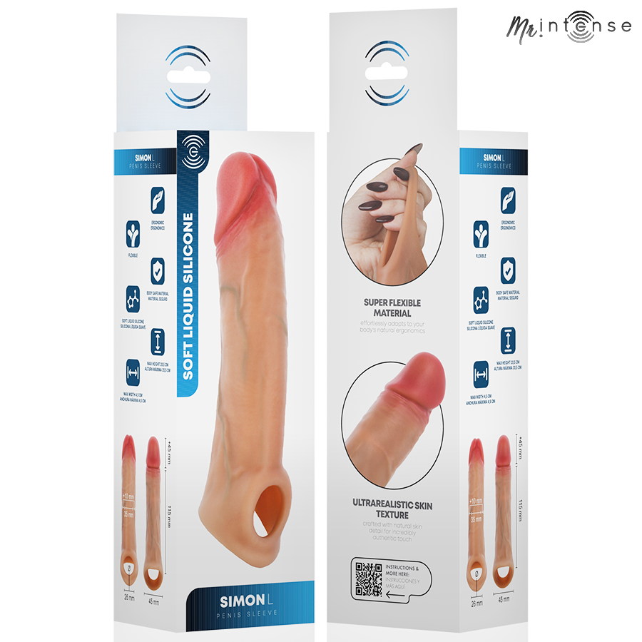 MR INTENSE - SIMON L COPRI PENE IN SILICONE 16 CM -Ø- 4,5 CM – Copri pene con estensione – foto 6