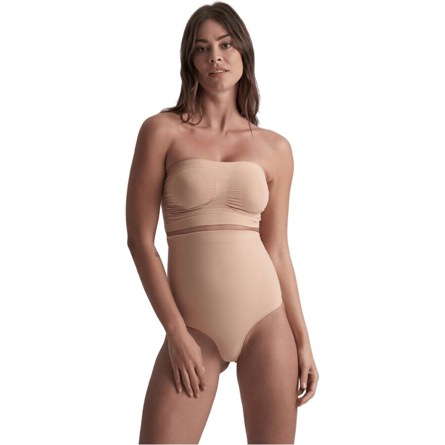 BYE-BRA - TANGA DE TALLE ALTO SIN COSTURAS BEIGE TALLA S – Mutandine alte – foto 2