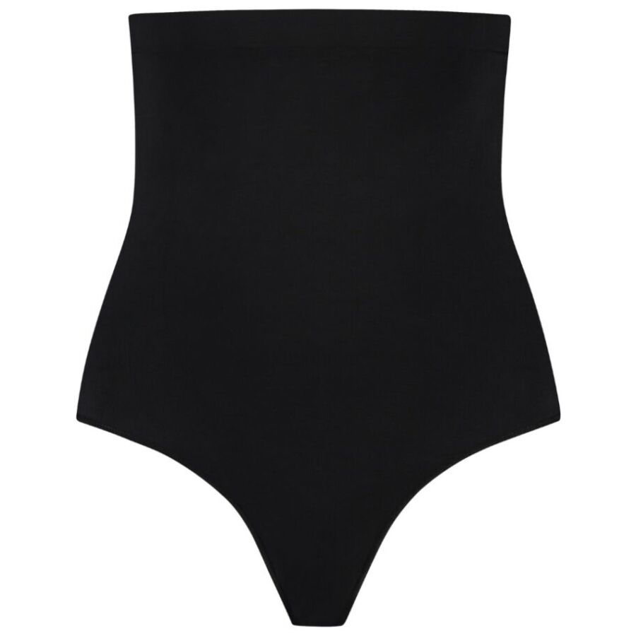 BYE-BRA - TANGA DE TALLE ALTO SIN COSTURAS NEGRO TALLA S – Mutandine alte