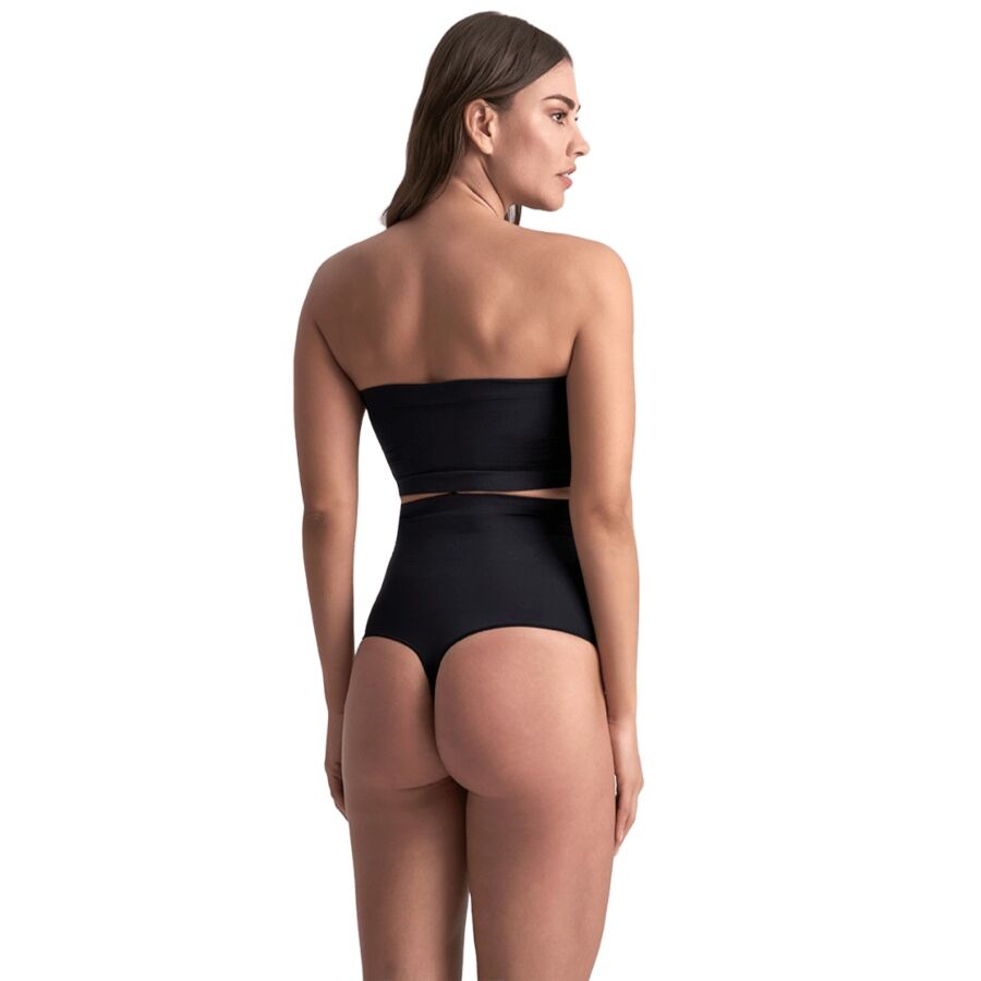 BYE-BRA - TANGA DE TALLE ALTO SIN COSTURAS NEGRO TALLA L – Mutandine alte – foto 3
