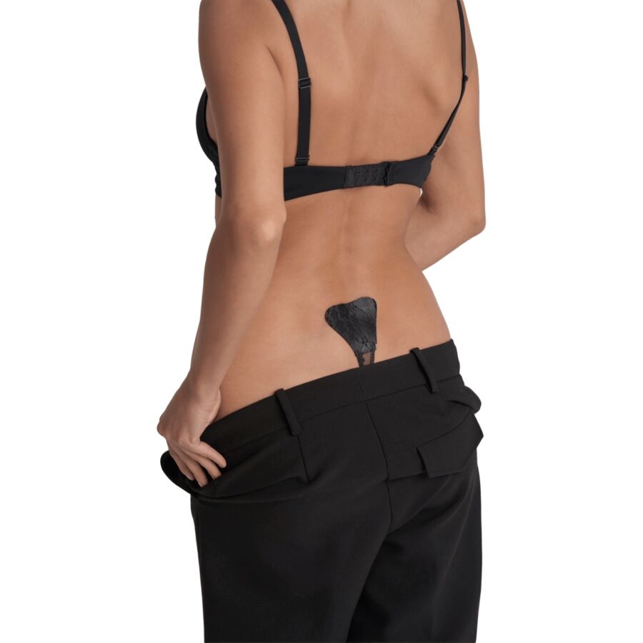 BYE-BRA - TANGA ADHESIVO ENCAJE NEGRO TALLA ÚNICA – Infradito – foto 2
