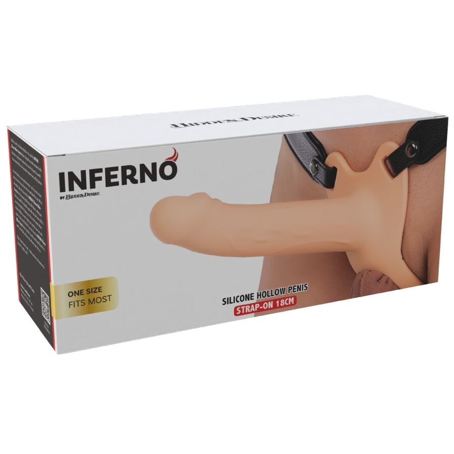 HIDDEN DESIRE - INFERNO GUAINA PER PENE CON STRAP-ON IN SILICONE 18 CM – Estensore del pene con imbracatura – foto 6