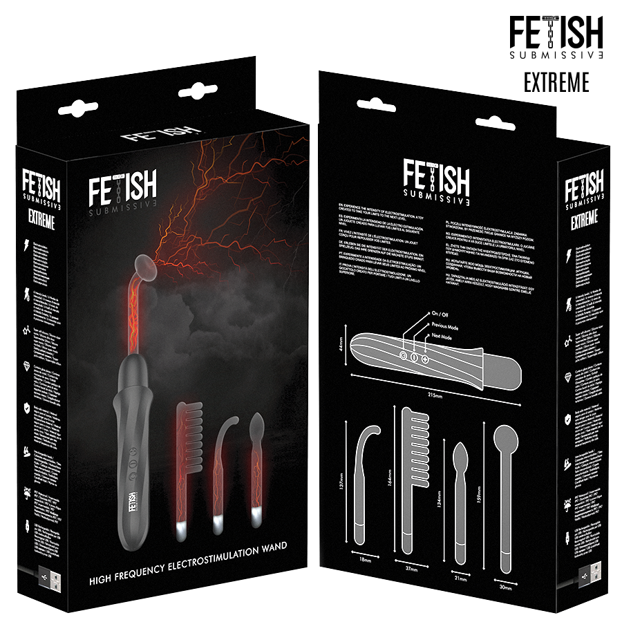 FETISH SUBMISSIVE - VIBRADOR WAND ELECTROESTIMULACIÓN ALTA FRECUENCIA – Elettrostimolazione – foto 7