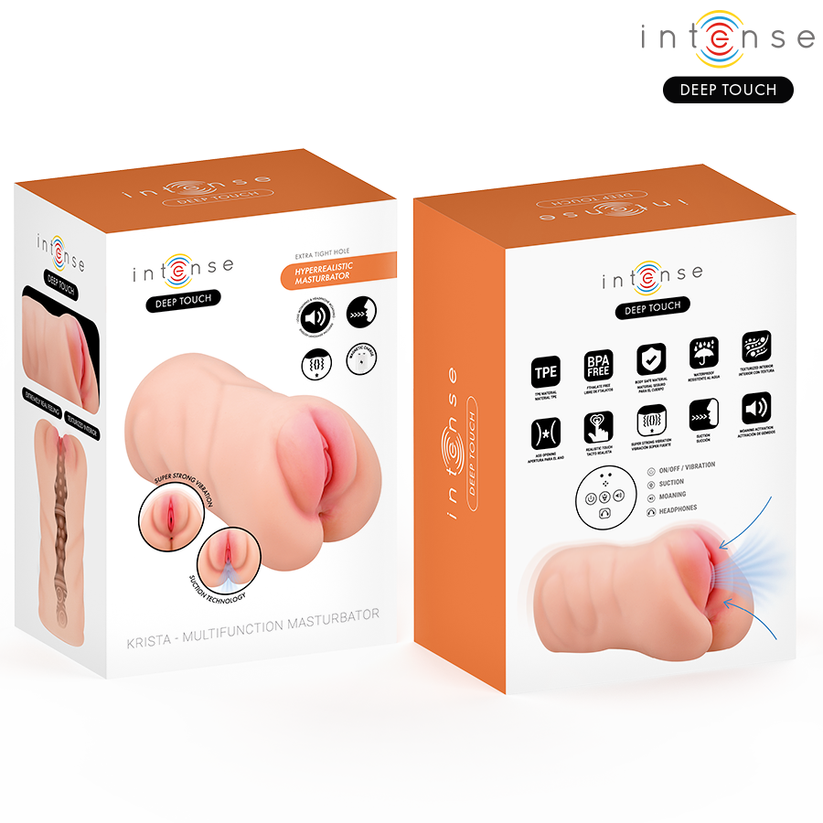 INTENSE DEEP TOUCH - MASTURBATORE AGINALE KRISTA CON ASPIRAZIONE, VIBRAZIONE ED EFFETTO VOCALE 1,2 KG – Vagine con vibrazione – foto 9
