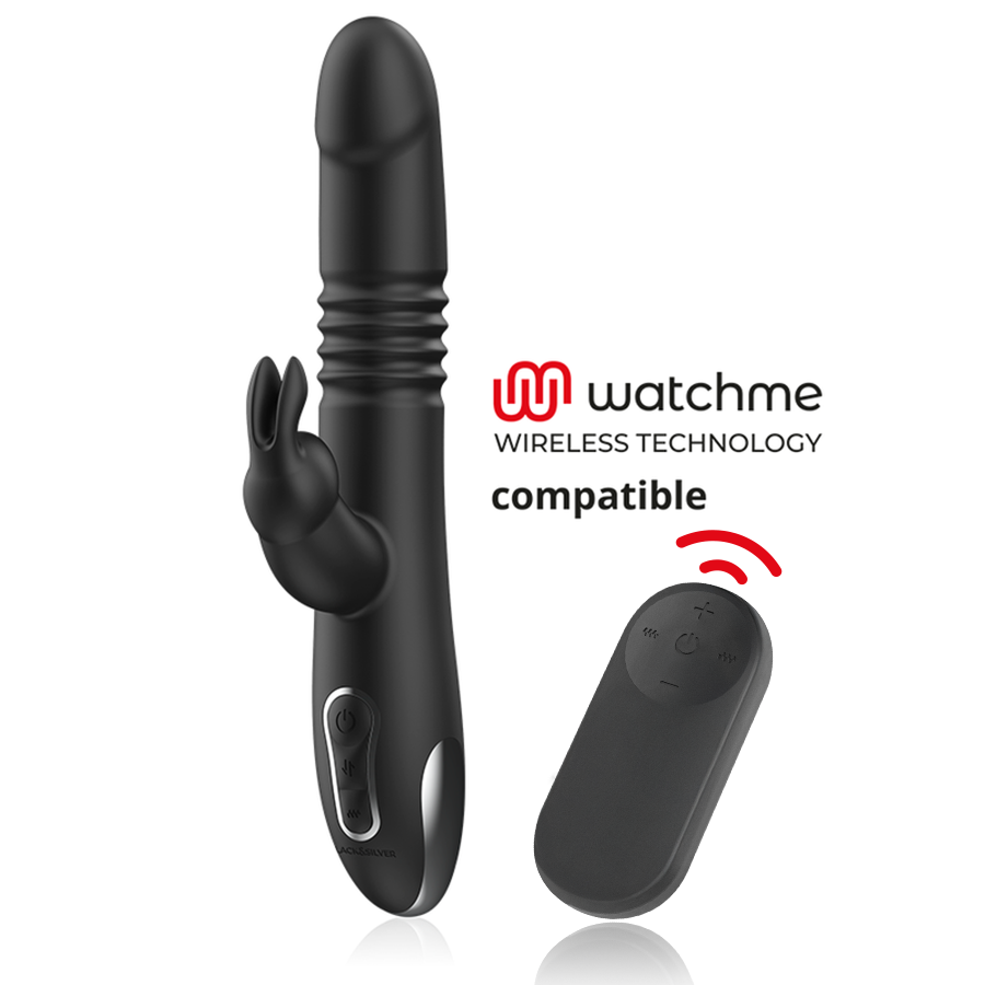 BLACK&SILVER - KENJI VIBRATORE RABBIT UP & DOWN + TELECOMANDO WATCHME – Telecomando