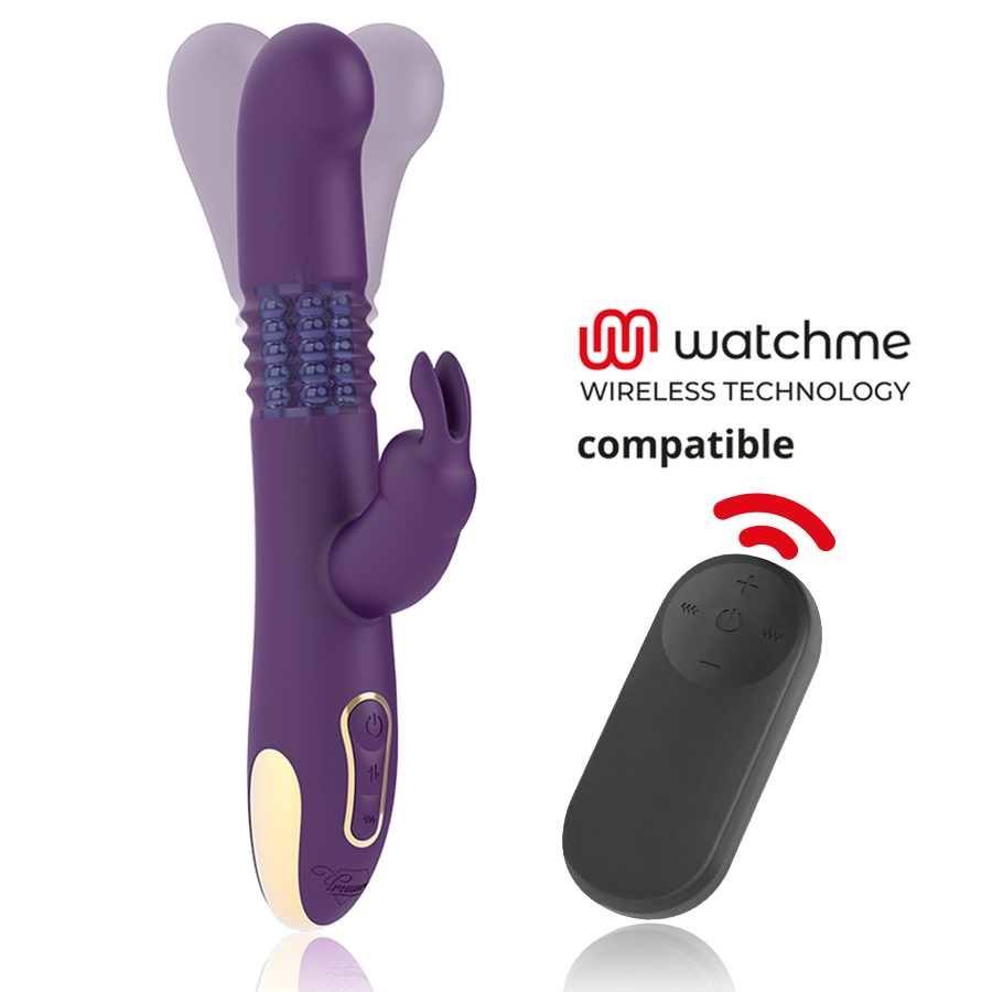 TREASURE - BASTIAN VIBRATORE RABBIT UP & DOWN ROTATORE E VIBRATORE + TELECOMANDO WATCHME – Rotatori vibranti
