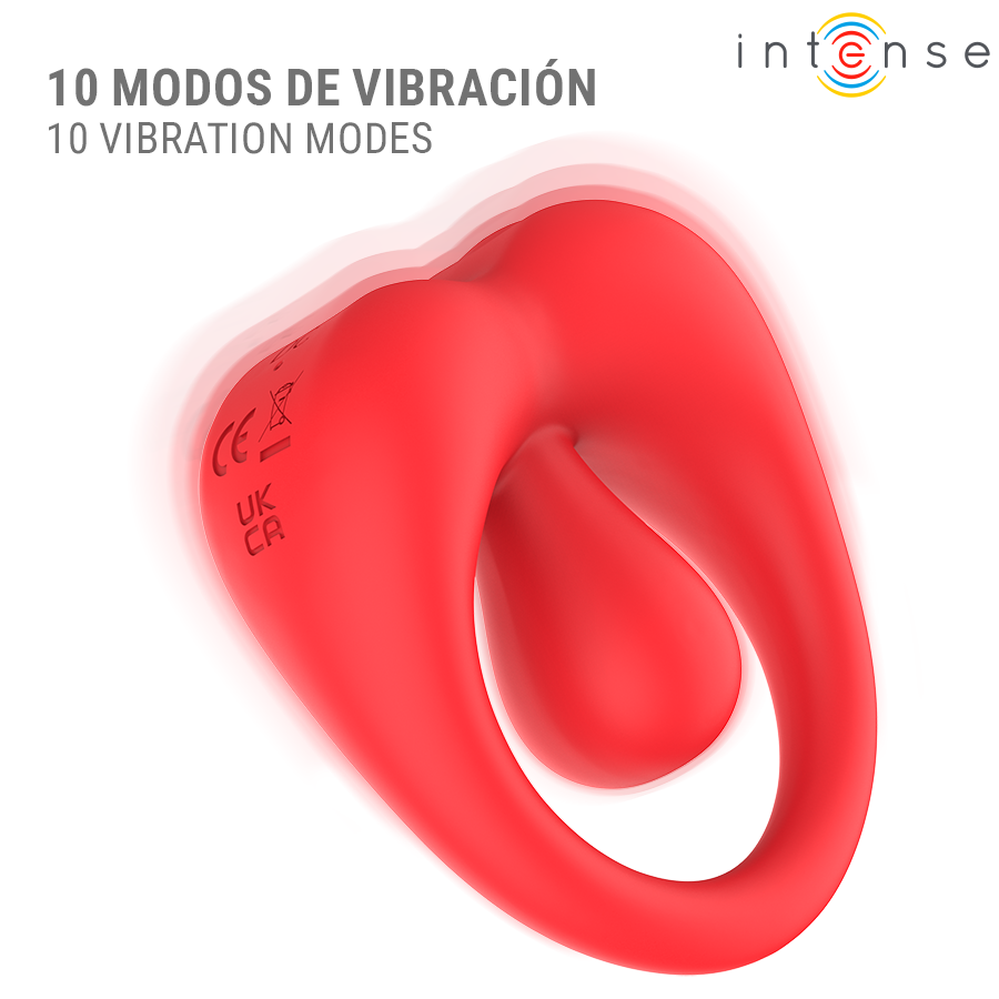 INTENSE - RUSSELL ANILLO VIBRADOR CON ESTIMULACIÓN DE CLÍTORIS ROJO – Cockring con vibrazione – foto 8