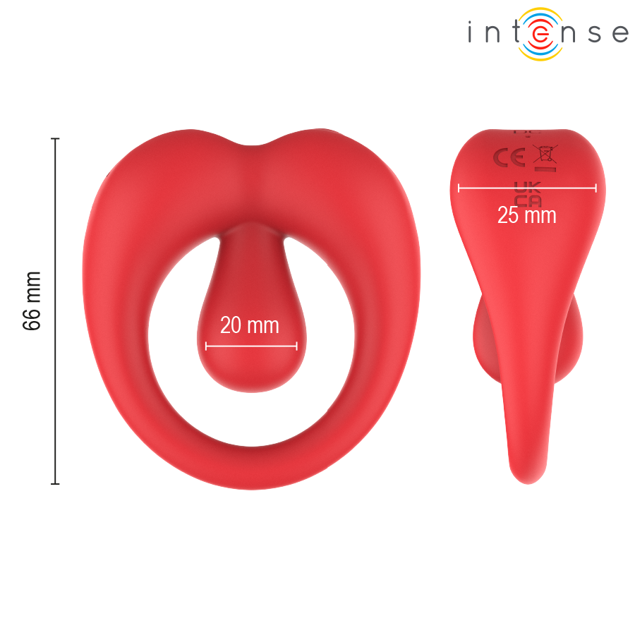 INTENSE - RUSSELL ANILLO VIBRADOR CON ESTIMULACIÓN DE CLÍTORIS ROJO – Cockring con vibrazione – foto 7