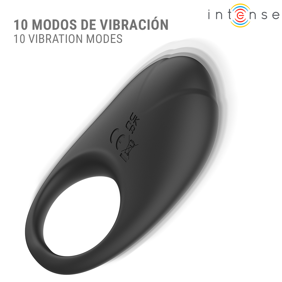 INTENSE - MERLOTTE ANILLO VIBRADOR CON ESTIMULACIÓN DE CLÍTORIS NEGRO – Cockring con vibrazione – foto 5