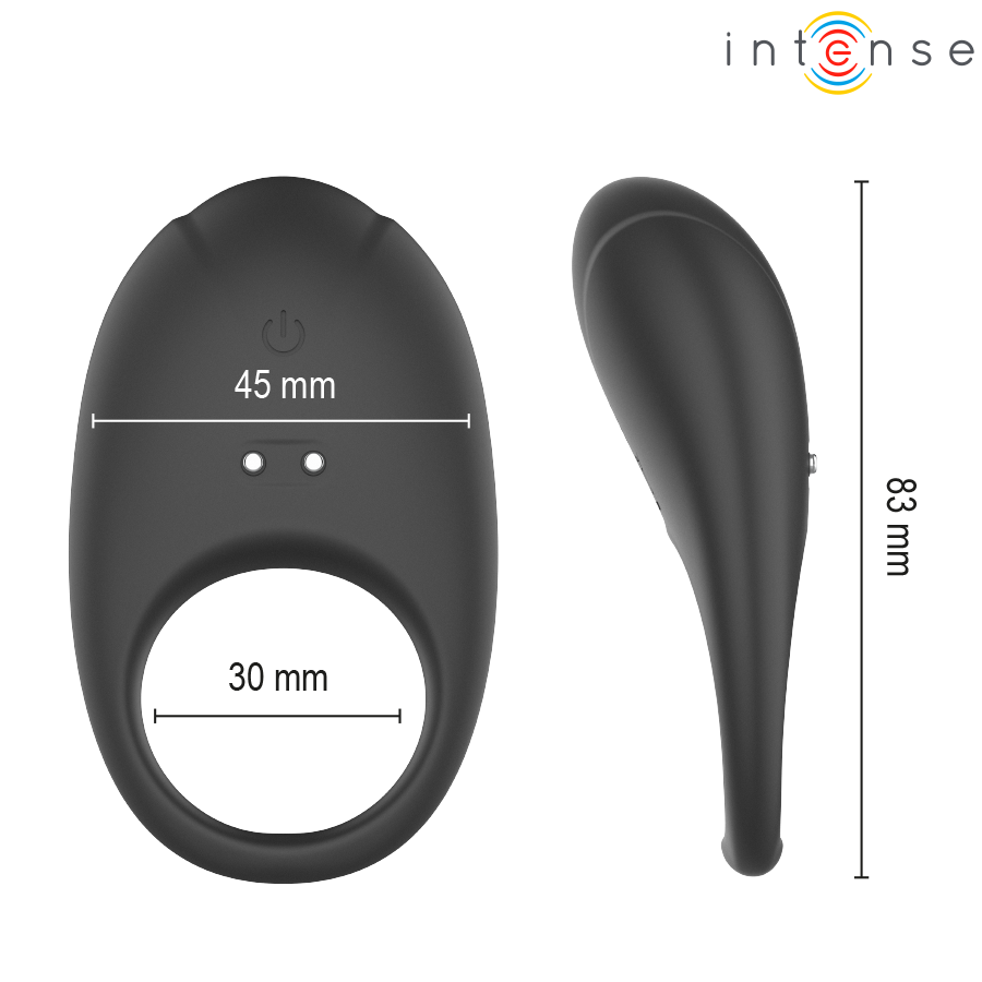 INTENSE - MERLOTTE ANILLO VIBRADOR CON ESTIMULACIÓN DE CLÍTORIS NEGRO – Cockring con vibrazione – foto 7