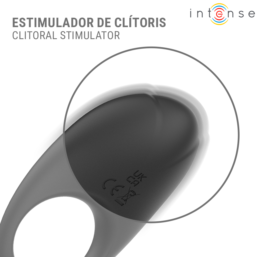 INTENSE - MERLOTTE ANILLO VIBRADOR CON ESTIMULACIÓN DE CLÍTORIS NEGRO – Cockring con vibrazione – foto 6