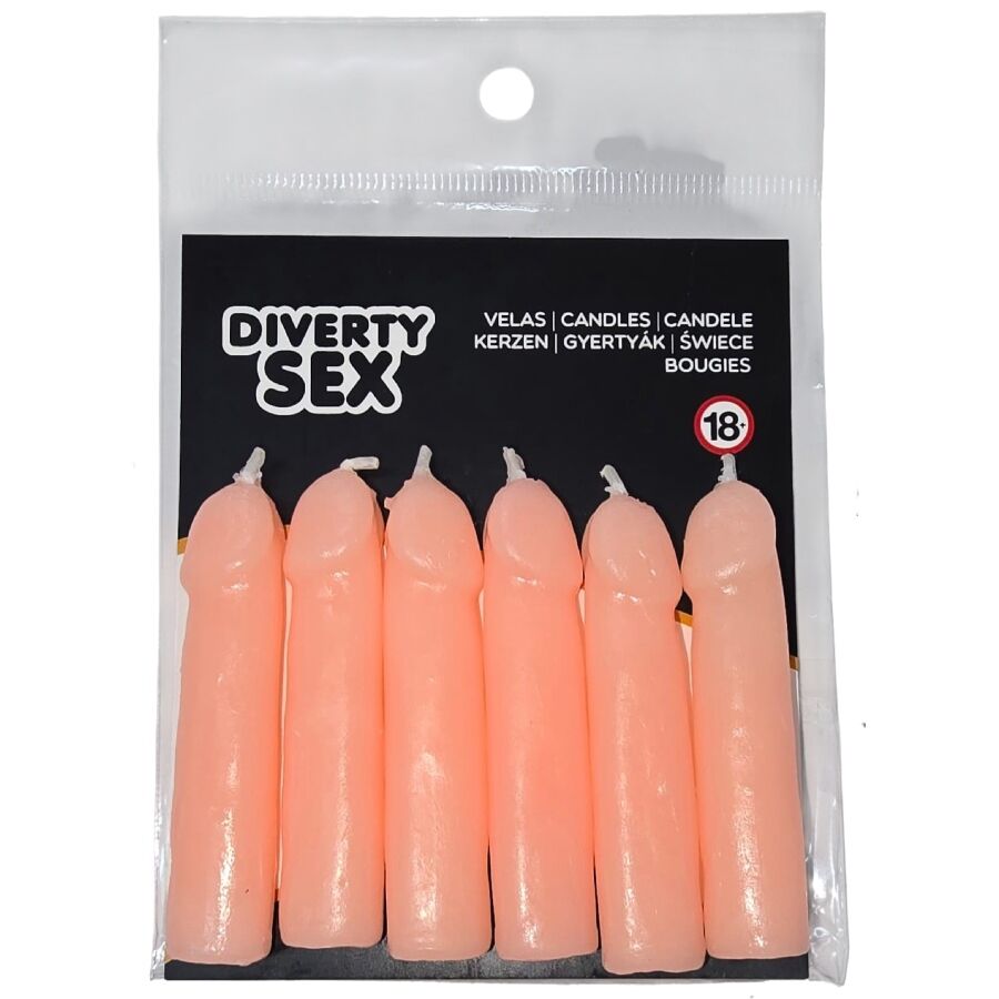 DIABLO PICANTE - 6 CANDELE A FORMA DI PENE CARNE – Giochi di addio singoli