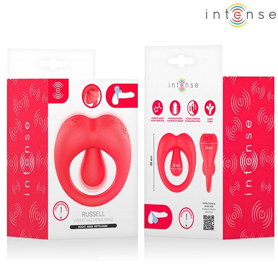 INTENSE - RUSSELL ANILLO VIBRADOR CON ESTIMULACIÓN DE CLÍTORIS ROJO – Cockring con vibrazione – foto 10