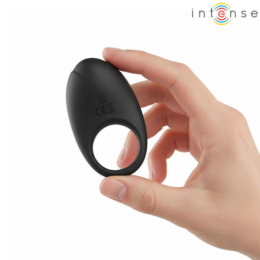 INTENSE - MERLOTTE ANILLO VIBRADOR CON ESTIMULACIÓN DE CLÍTORIS NEGRO – Cockring con vibrazione – foto 8