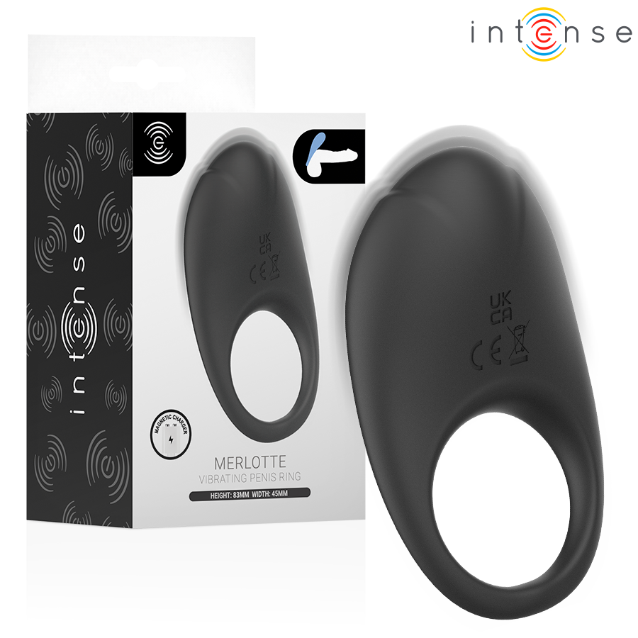 INTENSE - MERLOTTE ANILLO VIBRADOR CON ESTIMULACIÓN DE CLÍTORIS NEGRO – Cockring con vibrazione