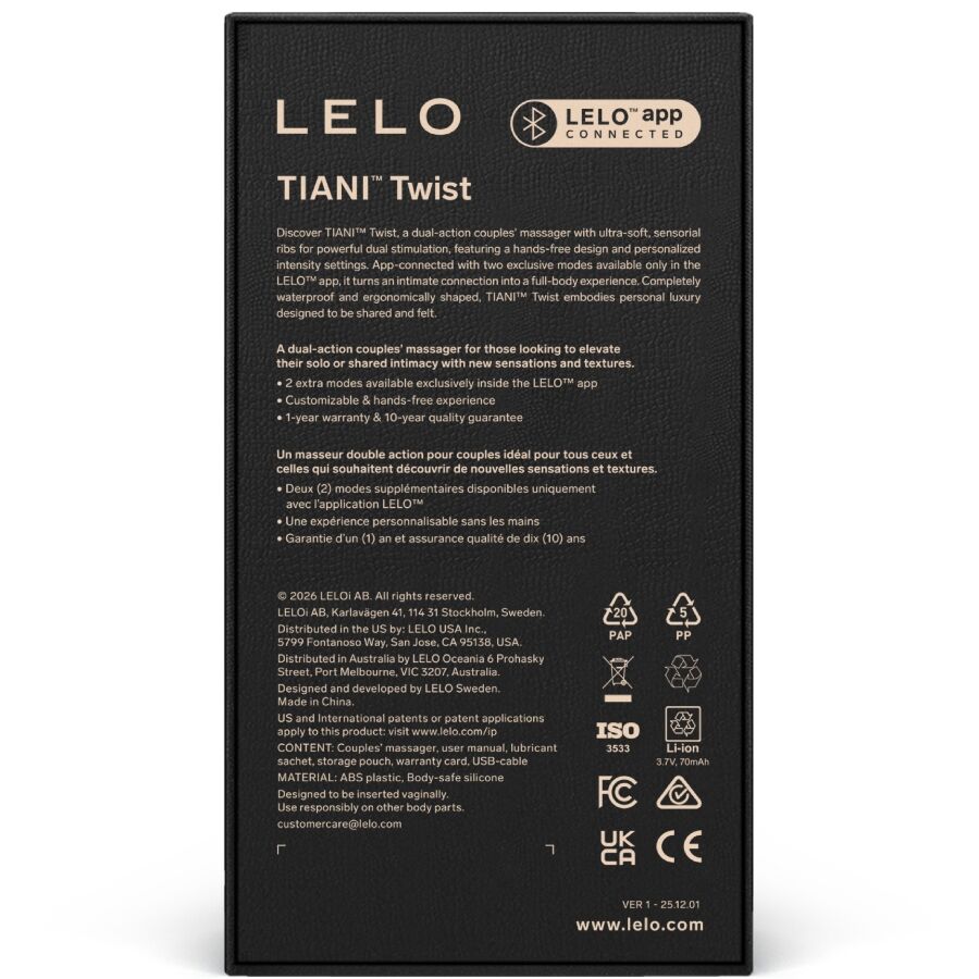 LELO - TIANI VIBRATORE PER COPPIE TWIST ROSA TENUE – Vibratore per coppie UD – foto 4
