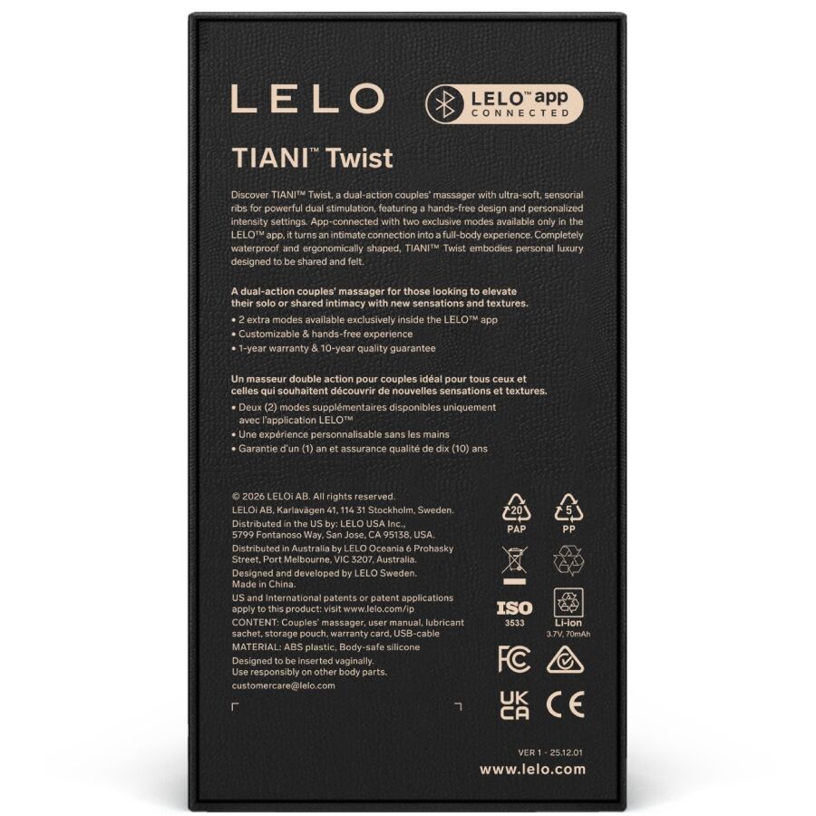 LELO - TIANI VIBRATORE A COPPIE TWIST IN SCHIUMA – Vibratore per coppie UD – foto 4