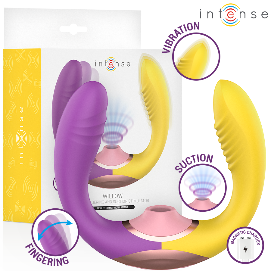 INTENSE - WILLOW  STIMOLATORE A VIBRAZIONE E ASPIRAZIONE 3 IN 1 – Vibratori HI-TECH