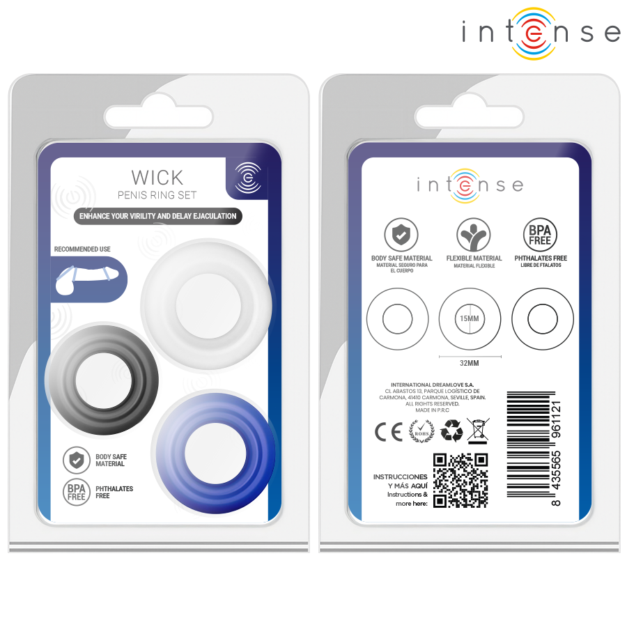 INTENSE - SET DI 3 ANELLI PER PENE WICK, VARI COLORI – Cockring senza vibrazione – foto 5
