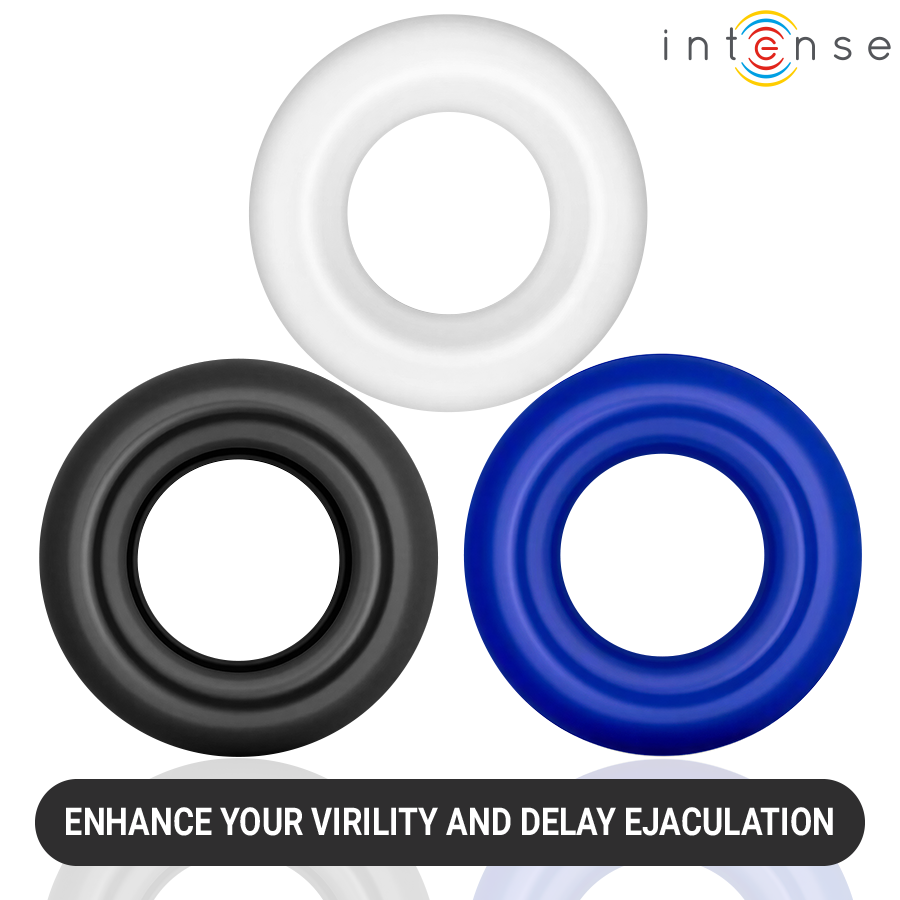 INTENSE - SET DI 3 ANELLI PER PENE WICK, VARI COLORI – Cockring senza vibrazione – foto 6