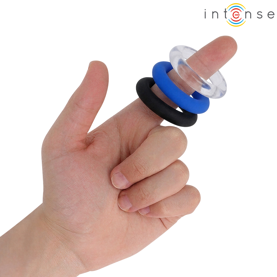 INTENSE - SET DI 3 ANELLI PER PENE WICK, VARI COLORI – Cockring senza vibrazione – foto 2
