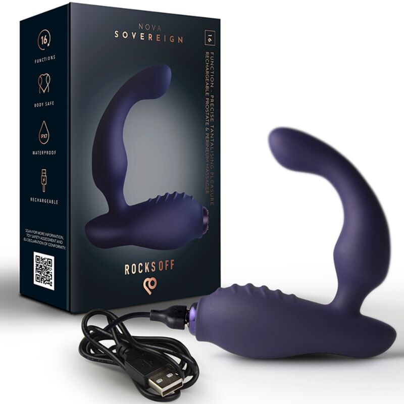 ROCKS-OFF - MINI BACCHETTA RICARICABILE 16 FUNZIONI ROSA PEONIA – Speciale prostatico