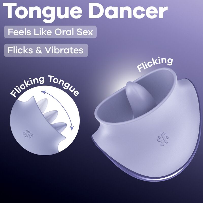 SATISFYER - TONGUE DANCER STIMOLATORE CLITORIDEO CON VIBRAZIONI E PULSAZIONI LILLA – Per il clitoride – foto 6