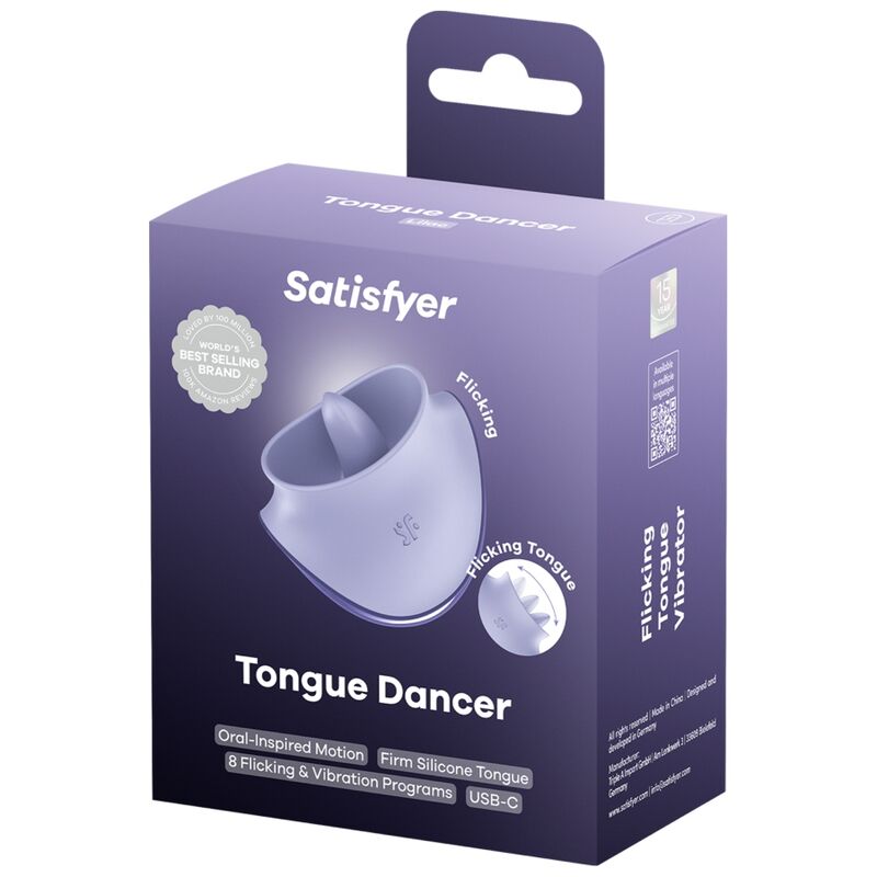 SATISFYER - TONGUE DANCER STIMOLATORE CLITORIDEO CON VIBRAZIONI E PULSAZIONI LILLA – Per il clitoride – foto 5