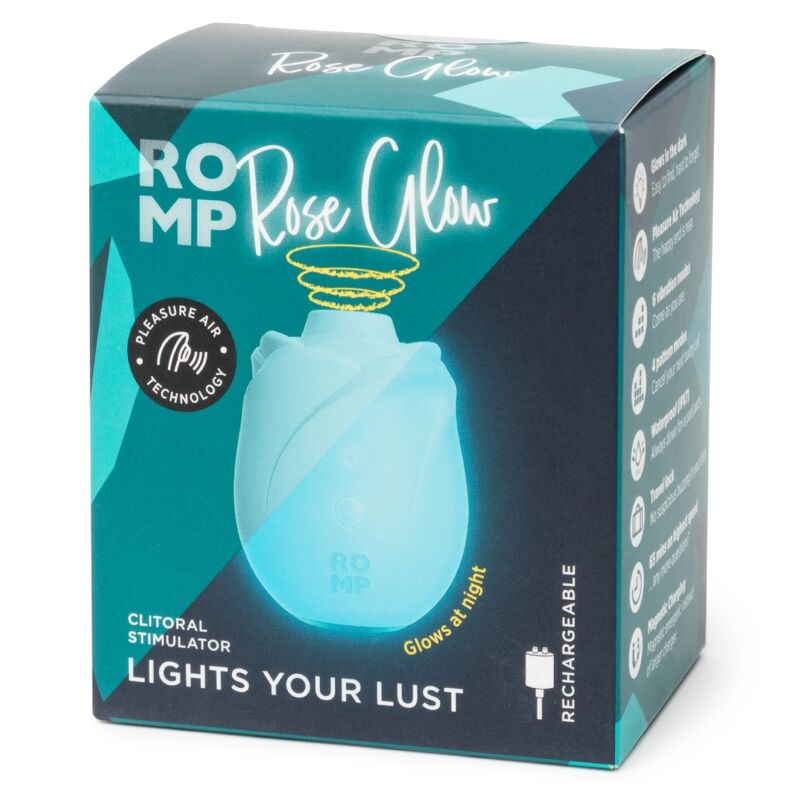 ROMP - ROSE STRUMENTO DI ASPIRAZIONE CLITORIDEA GLOW CHE SI ILLUMINA AL BUIO – Stimolatore d'aria con vibrazione – foto 9