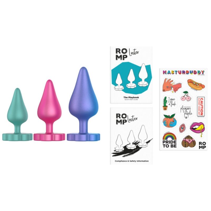 ROMP - KIT PER ALLENAMENTO ANALE LUSTER S/M/L CON BASE A FORMA DI FIORE – Tappi anali – foto 9