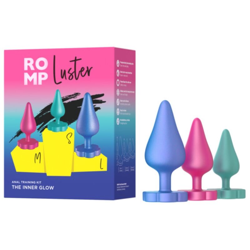 ROMP - KIT PER ALLENAMENTO ANALE LUSTER S/M/L CON BASE A FORMA DI FIORE – Tappi anali – foto 6