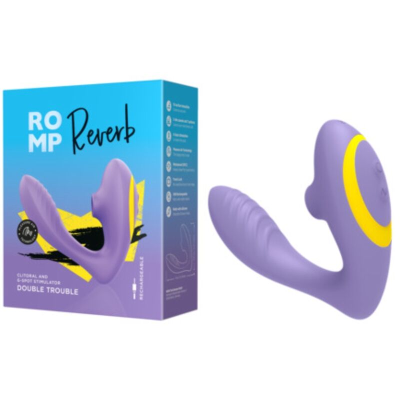 ROMP - REVERB STIMOLATORE DEL PUNTO G E DISPOSITIVO DI ASPIRAZIONE CLITORIDEA REVERB VIOLA – Stimolatore d'aria con vibrazione – foto 9
