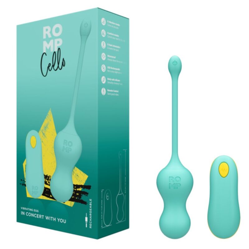 ROMP - CELLO VIBRATORE MULTIFUNZIONE A UOVO TURCHESE CON TELECOMANDO – Telecomando – foto 6