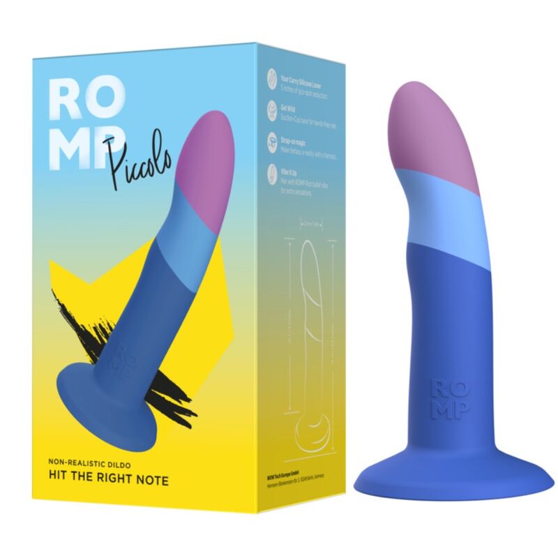 ROMP - DILDO IN SILICONE PICCOLO CON VENTOSA TRICOLORE 14 CM – Falli senza vibrazioni – foto 5