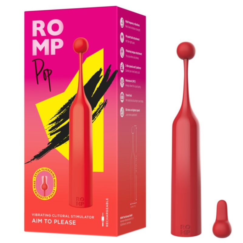 ROMP - POP STIMOLATORE CLITORIDEO AD ALTA FREQUENZA ROSSO – Vibratori a punto G – foto 8