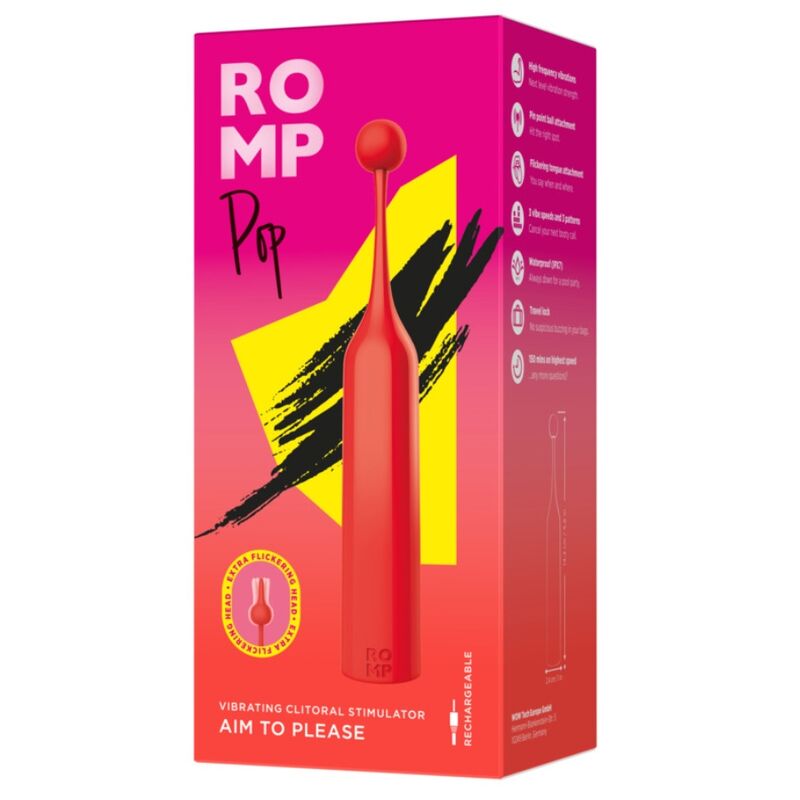 ROMP - POP STIMOLATORE CLITORIDEO AD ALTA FREQUENZA ROSSO – Vibratori a punto G – foto 9