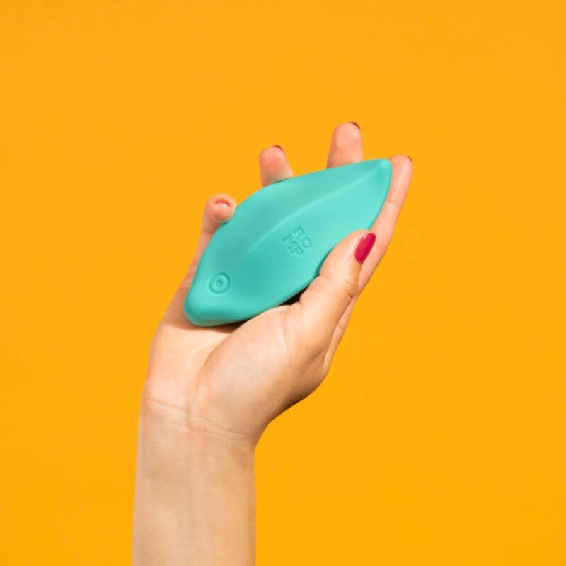 ROMP - VIBRATORE A ONDE STIMOLATORE CLITORIDEO FORMA ERGONOMICA VERDE ACQUA – Per il clitoride – foto 2