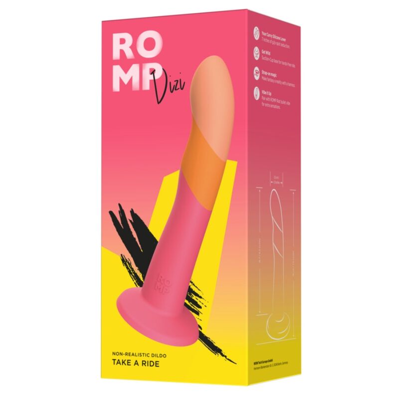 ROMP - DIZI DILDO IN SILICONE CON VENTOSA TRICOLORE 18 CM – Falli senza vibrazioni – foto 5