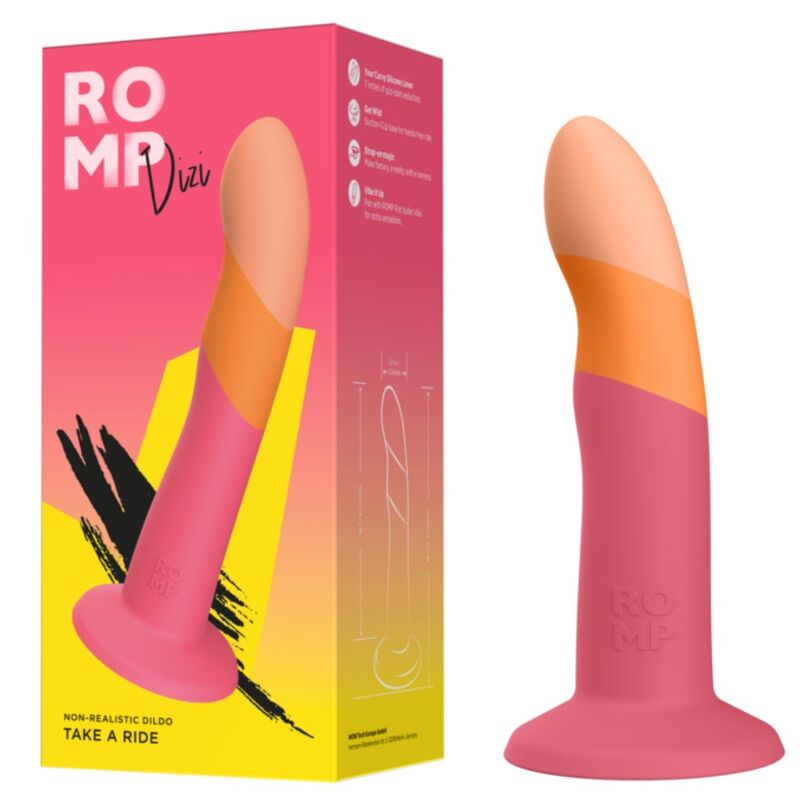 ROMP - DIZI DILDO IN SILICONE CON VENTOSA TRICOLORE 18 CM – Falli senza vibrazioni – foto 4