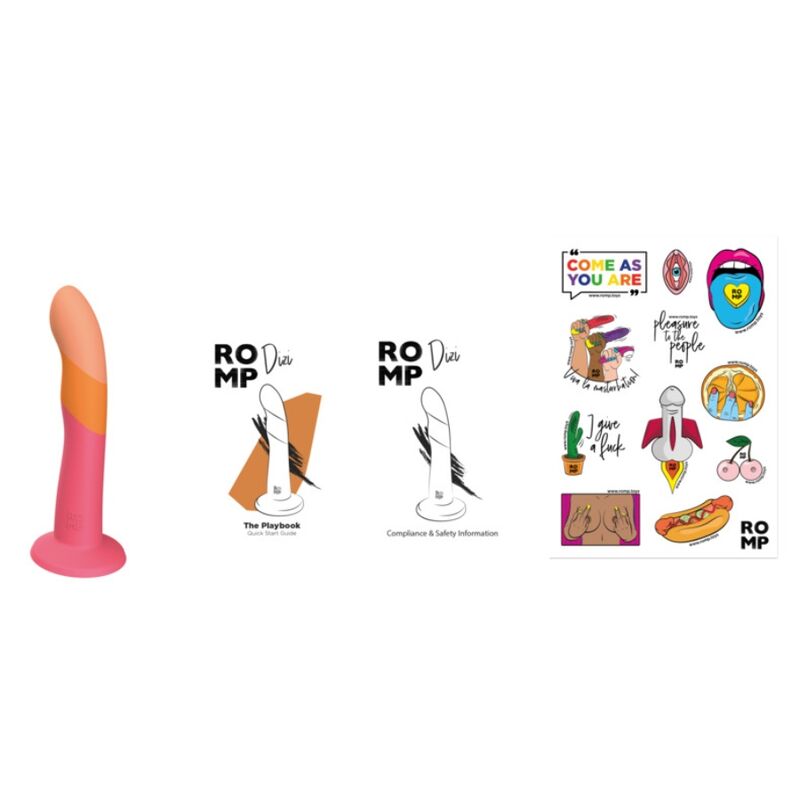 ROMP - DIZI DILDO IN SILICONE CON VENTOSA TRICOLORE 18 CM – Falli senza vibrazioni – foto 9