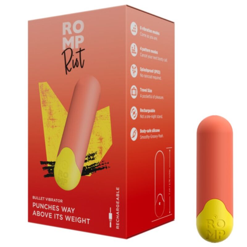 ROMP - RIOT PROIETTILE VIBRANTE MULTIFUNZIONE ARANCIONE + GIALLO – Proiettili vibranti – foto 7