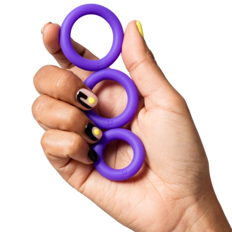 ROMP - REMIX TRIO SET DI 3 ANELLI PER PENE IN SILICONE VIOLA – Cockring senza vibrazione – foto 3