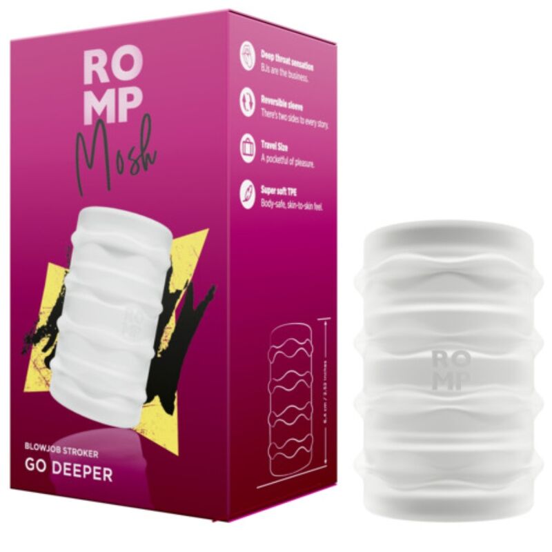 ROMP - MOSH MASTURBATORE MASCHILE TRASPARENTE CON FODERO REVERSIBILE DA 6 CM – Vari masturbatori – foto 3