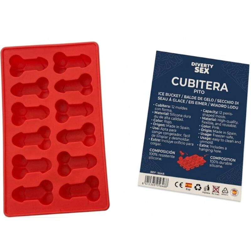 DIABLO PICANTE - 12 PENI IN SILICONE RIGIDO DA APPENDERE A UN SECCHIELLO PER IL GHIACCIO BLU – Giochi di addio singoli