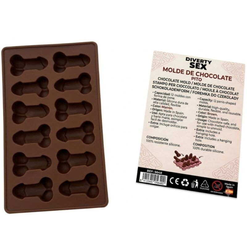 DIABLO PICANTE - STAMPO PER CIOCCOLATO CON 12 PENI IN SILICONE DA APPENDERE ROSSO – Giochi di addio singoli