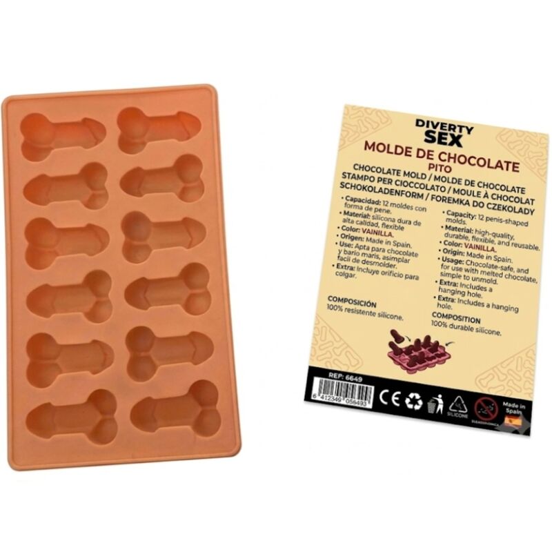 DIABLO PICANTE - STAMPO PER CIOCCOLATO CON 12 PENI IN SILICONE DA APPENDERE VANIGLIA – Giochi di addio singoli