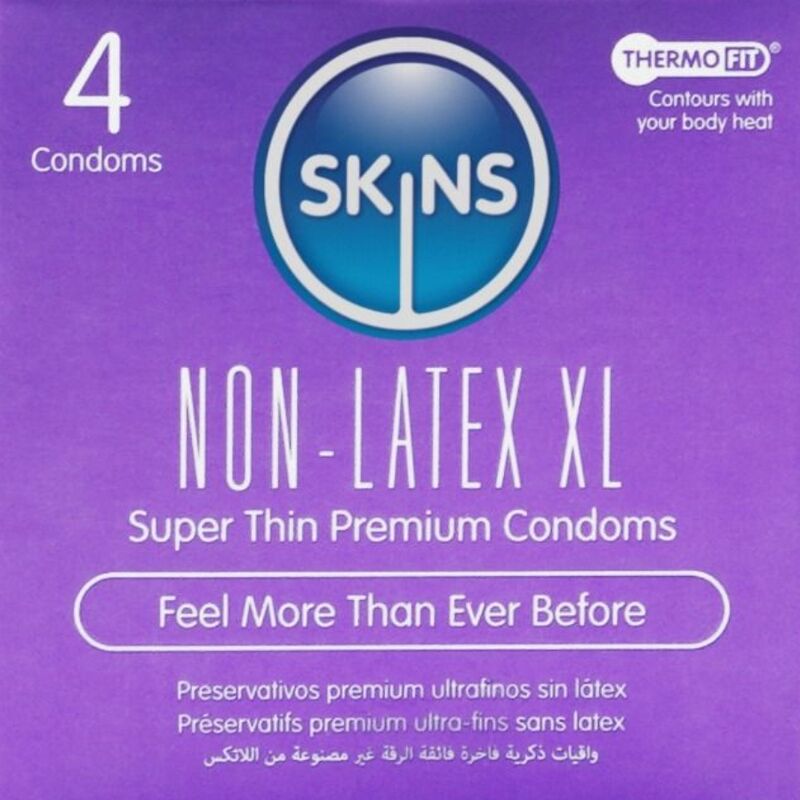SKINS - PRESERVATIVI SENZA LATTICE, CONFEZIONE XL DA 4 – Senza latex
