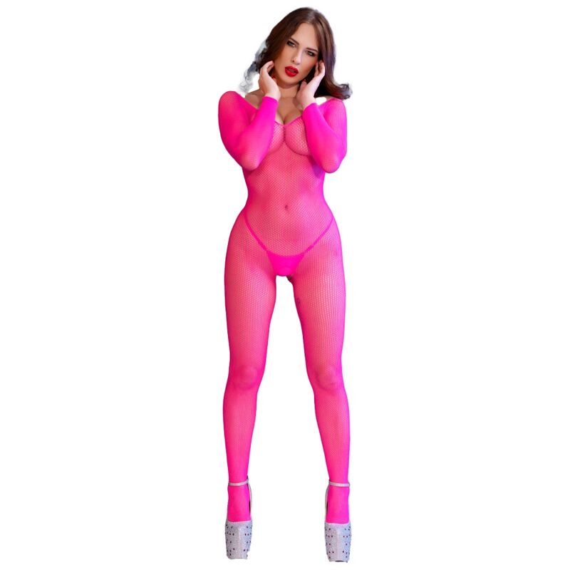 CHILIROSE - CR 4894 BODYSTOCKING IN RETE ROSA NEON S/M – Bodystocking – foto 5