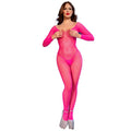 CHILIROSE - CR 4894 BODYSTOCKING IN RETE ROSA NEON S/M – Bodystocking